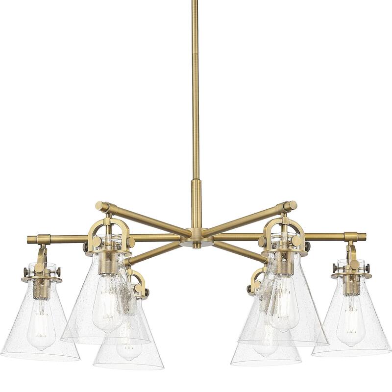 Innovations Lighting 410-6CR-16-26 Newton Cone Chandelier Newton Cone - Brushed Brass / Seedy