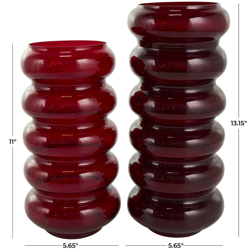 Glass Bubble Decorative Vase - Set of 2 Red - Roche River Decor