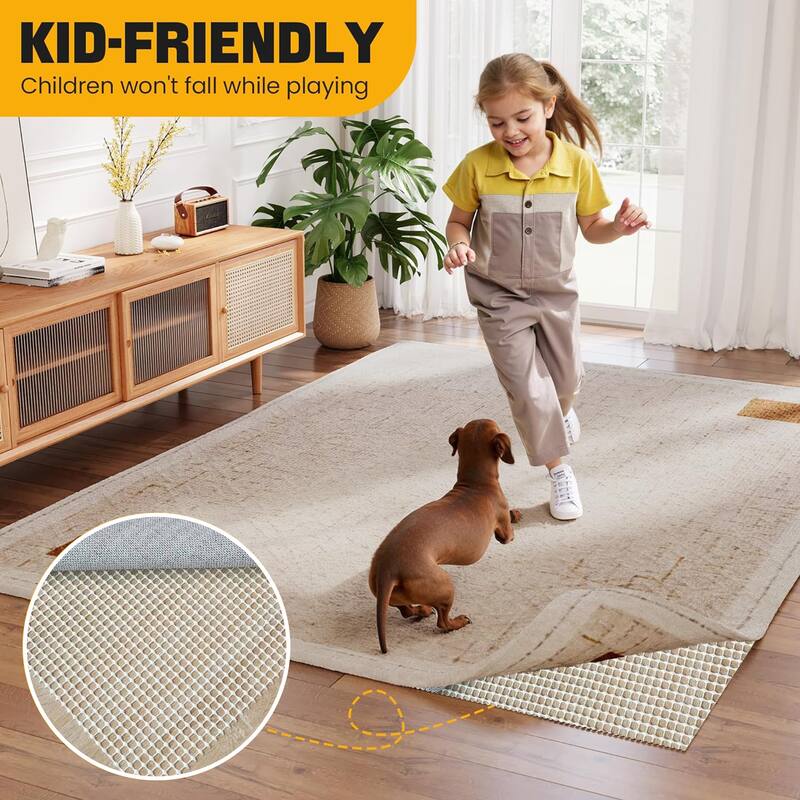 Non-Slip Gripper Mat Floor Protector Indoor Area Rug Pad - Beige