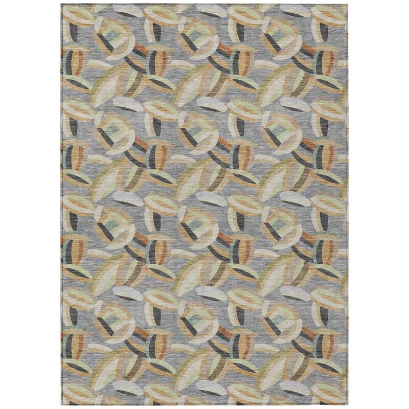 Machine Washable Indoor/ Outdoor Modern Heli Chantille Rug