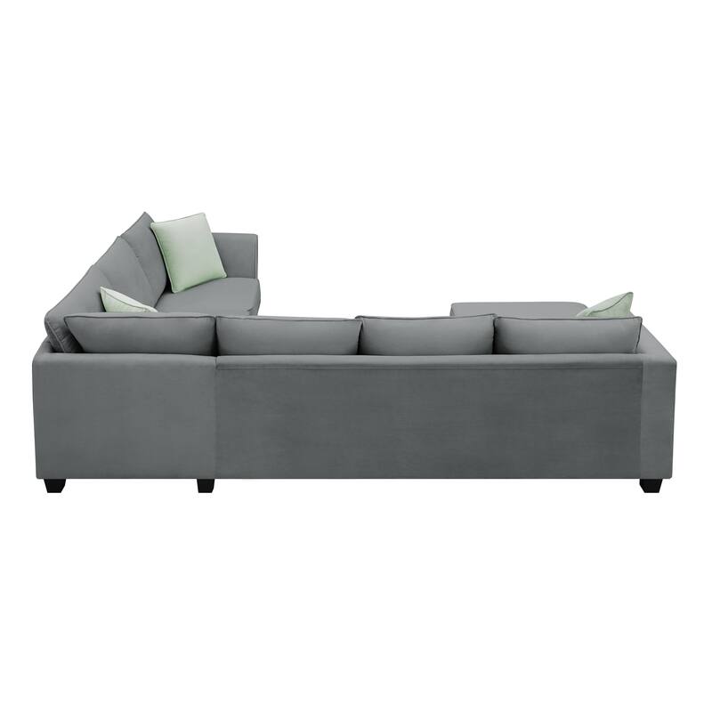 112" Fabric Modular Sectional Sofa with Ottoman & 3 Pillows (7-Piece Set)