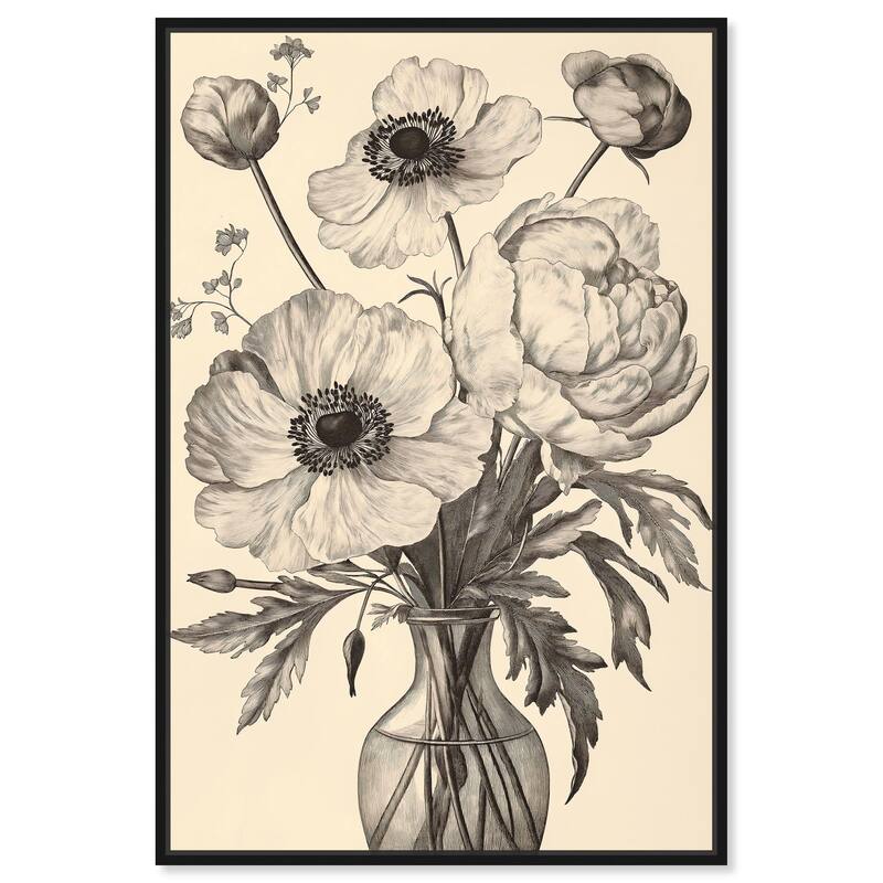 Vase of Vellum Canvas by Art Remedy - 30" x 45" - Black