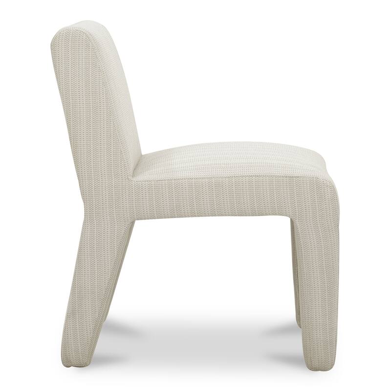 NADAAL STUDIOS Elion Dining Chair, Overly Padded Design, Aluminum Frame, Cream Olefin Fabric