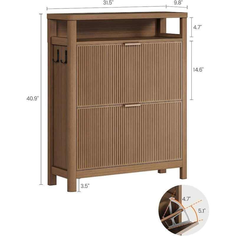 Shoe Storage Cabinet with 2 Large Flip Drawers Shoe Rack Cabinet