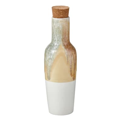 Cork Top Oil & Dressing Bottle - 12oz Ceramic Food Storage Container, Multicolor Kitchen Accessory, Hand Wash Only