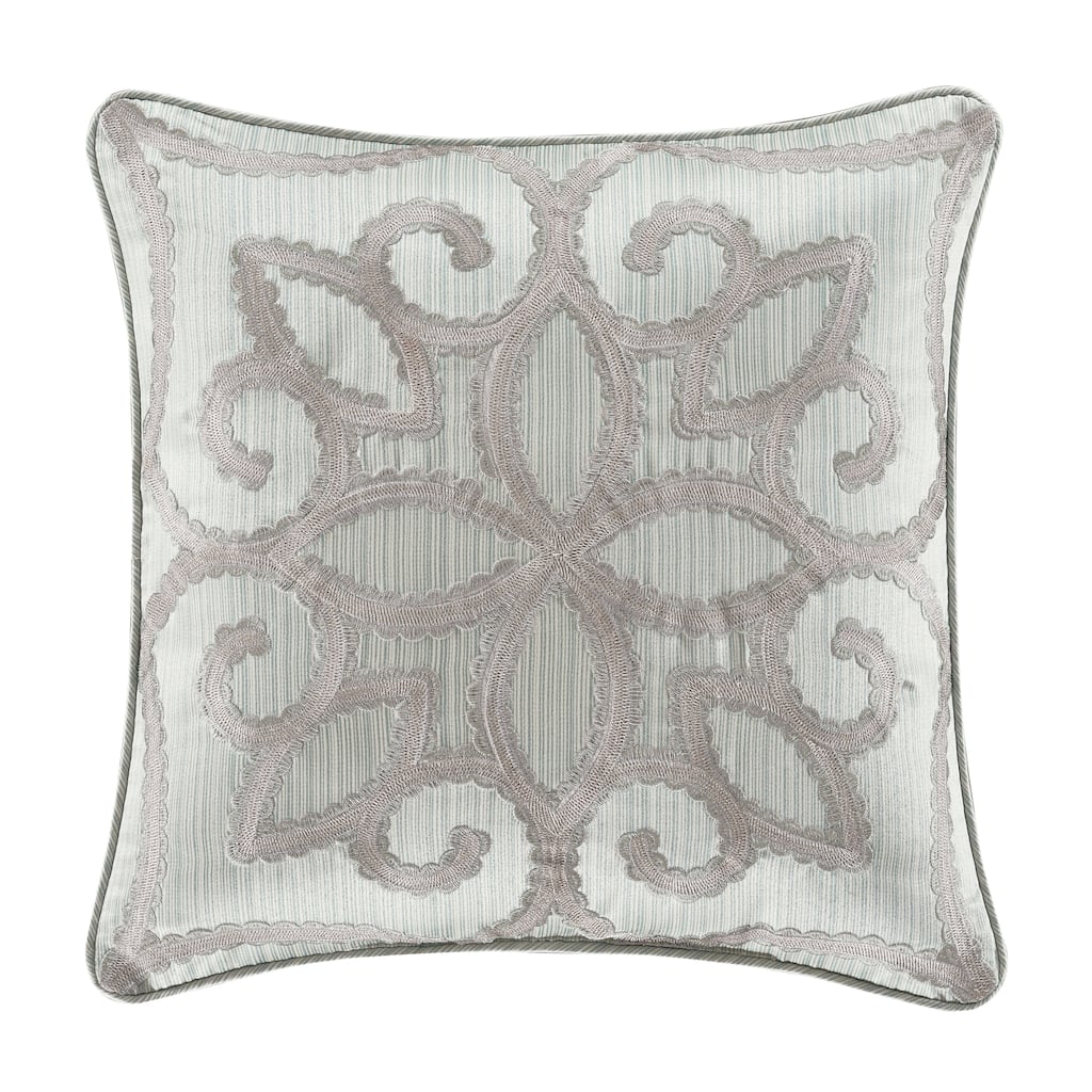 Five Queens Court Nouveau 18" Square Embellished Decorative Throw Pillow