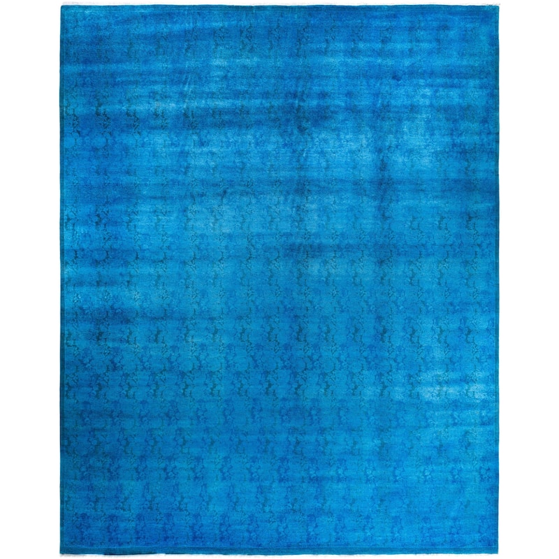 Overdyed One-of-a-Kind Hand-Knotted Area Rug - Blue - 12' 4" x 15' 0"