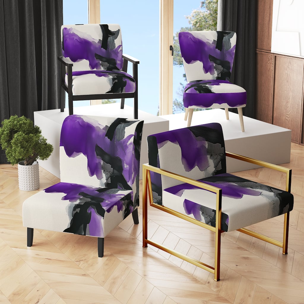 Designart "Glam Dancing Shape I" Upholstered Abstract Accent Chair - Modern Arm Chair For Living Room