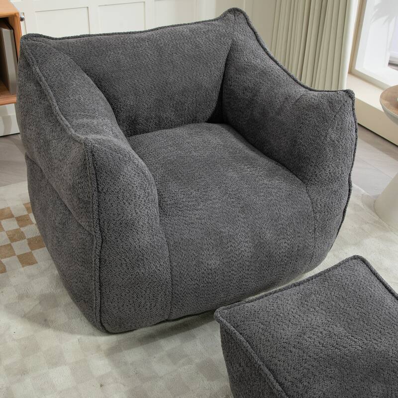 GDFStudio - COOLMORE Boucle Bean Bag Chair with Memory Foam Filling for Ultimate Comfort