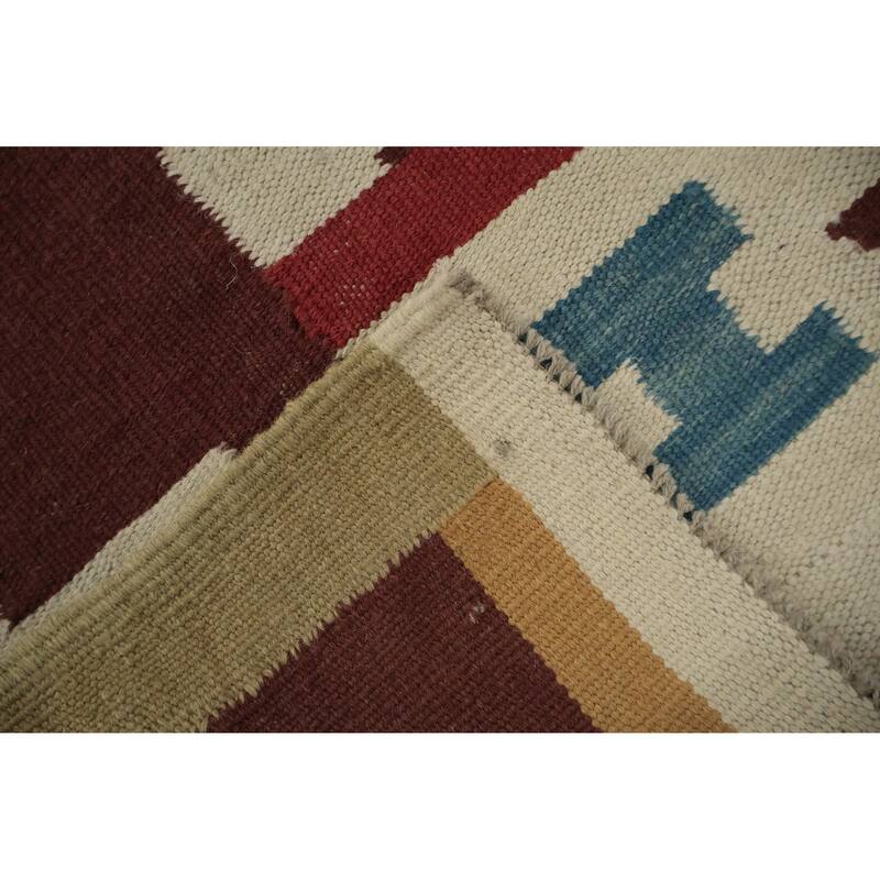 Hand Woven Oriental 100% Wool Carpet Southwestern Tribal Multi-Colored Kilim Area Rug - 8' 10'' X 5' 6''