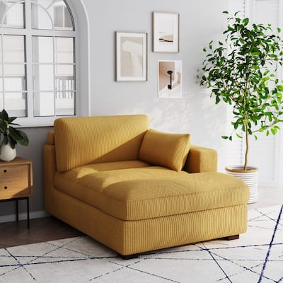 Oversize Corduroy Chaise Lounge Modular Sectional Sofa with Pillow