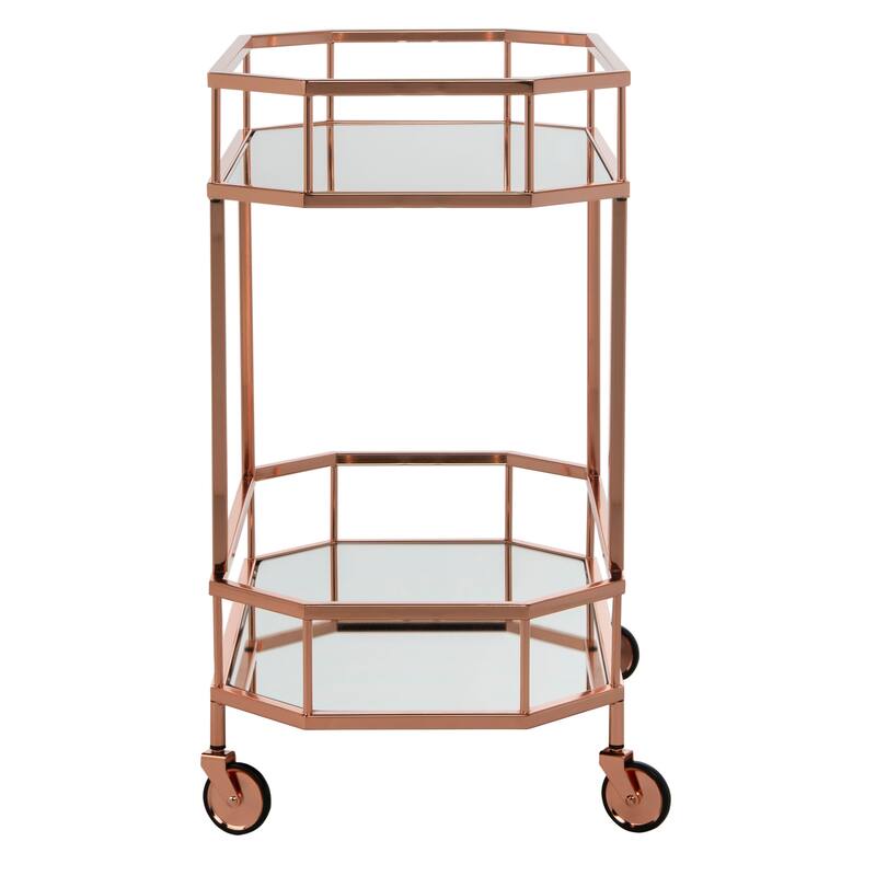 SAFAVIEH Katica 2-Tier Octagon Bar Cart - 29.6" x 16.5" x 29.8" - 30Wx17Dx30H