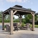 preview thumbnail 36 of 62, Aoxun Outdoor Cedar Wood Gazebo with Double Hardtop Roof 10'x10' - Double Top