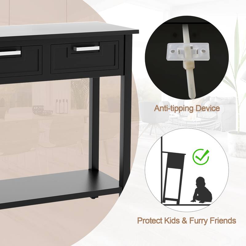 Gymax Narrow Console Table with Drawers Retro Accent Sofa Table w/ - See Details