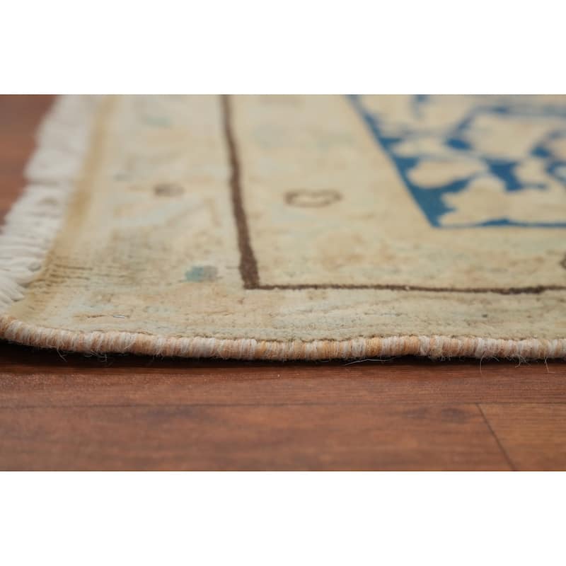 Hand Knotted Oriental 100% Wool Carpet Traditional Floral Beige & Ivories Kerman Area Rug - 13' 9'' X 9' 7''