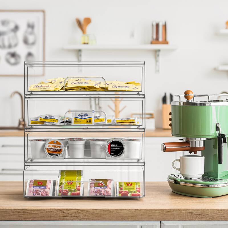 Sorbus Wide Stackable Acrylic Storage Drawers, Clear Plastic Organizer Bins for Baby Bottles, Bathroom, & Kitchen Organization