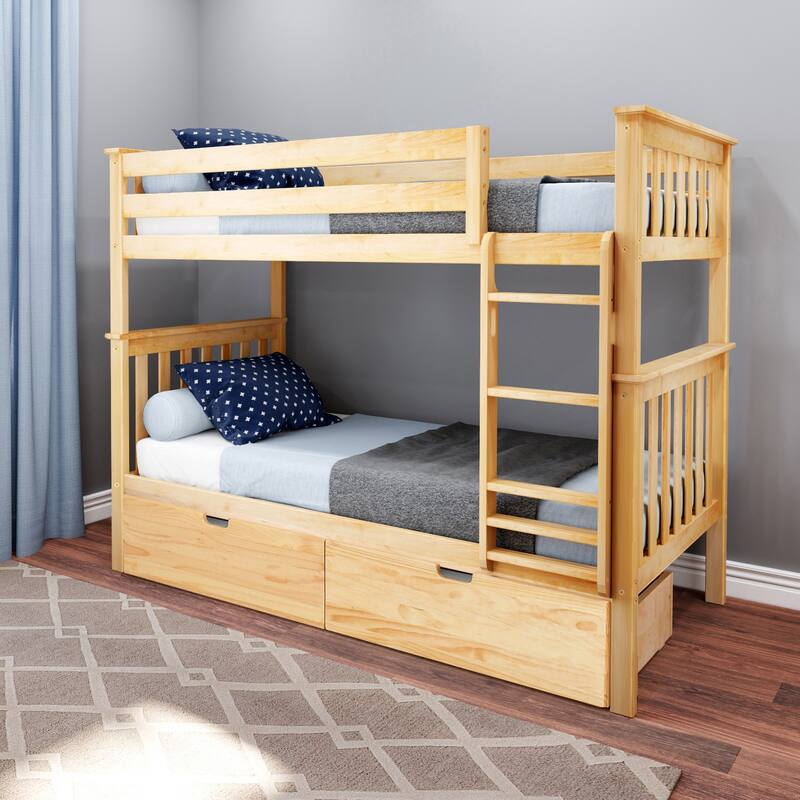 Max and Lily Twin Bunk Bed with Storage Drawers