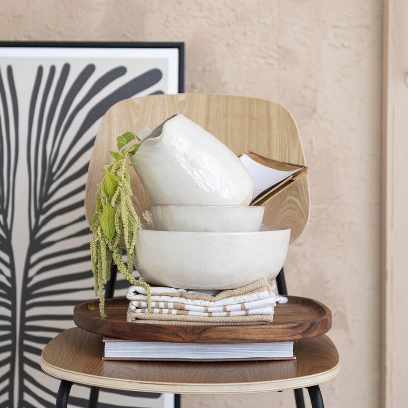 Acacia Wood Serving Tray with Metal Base