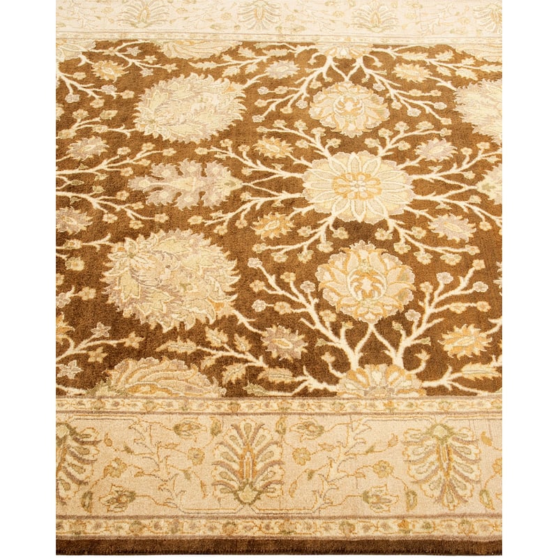 Overton Hand Knotted Wool Traditional Oriental Brown Area Rug - 4' x 6'
