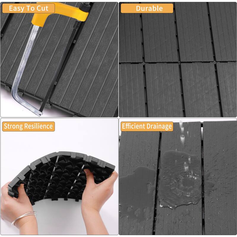 Plastic Interlocking Deck Tiles, 12.00"x12.00"(Pack of 44), Patio Flooring Outdoor Waterproof All Weather Use