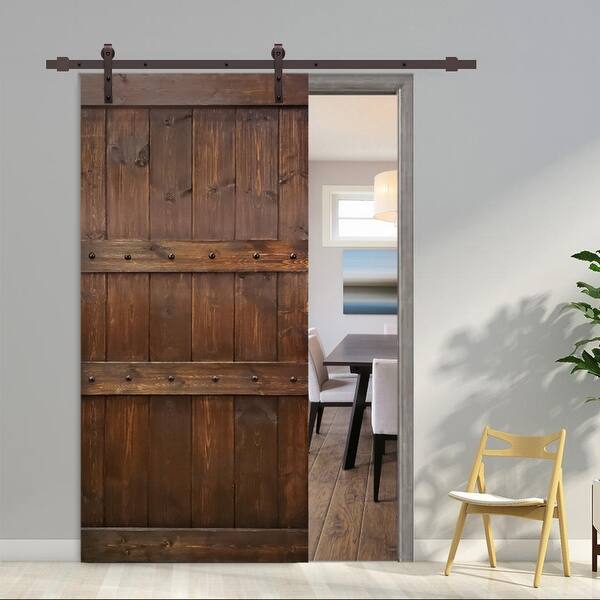 Shop Walnut Stained 3 Panel Barn Door On Sale Overstock 31478339