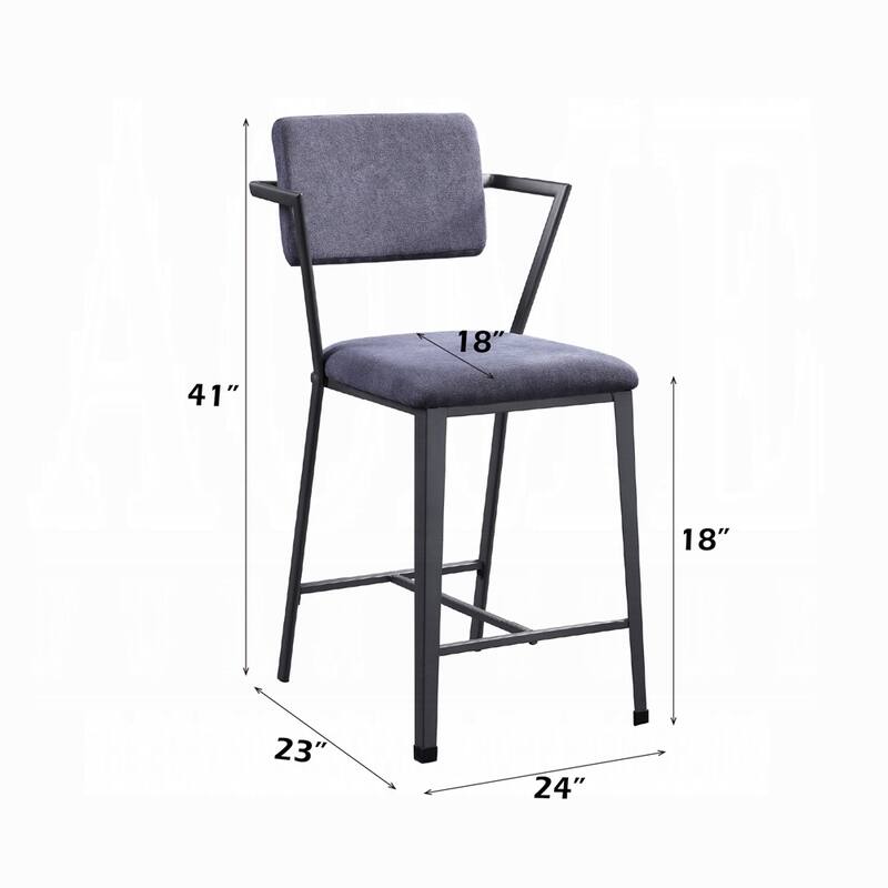 Set of 2 Counter Height Chairs with Metal Frame, Gunmetal
