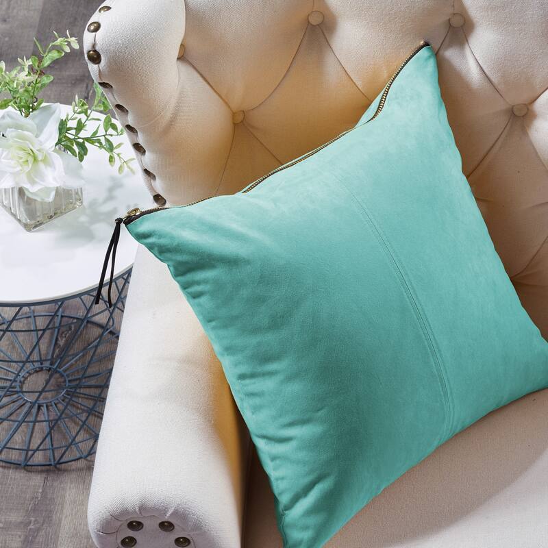 Suede 2 Piece Pillow Shell Set with Big Zipper, NO INSERT