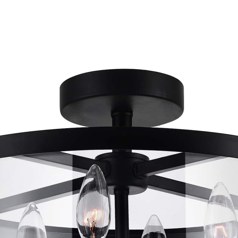 Miette 4 Light 18in Black Cage Flush Mount