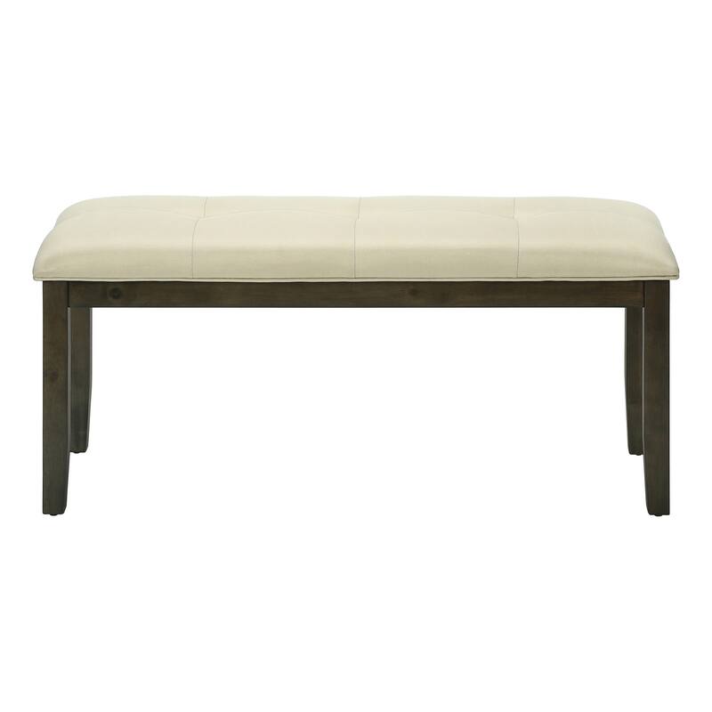 Bench, 42" Rectangular, Wood, Upholstered, Dining Room, Kitchen, Entryway, Brown And Beige, Transitional