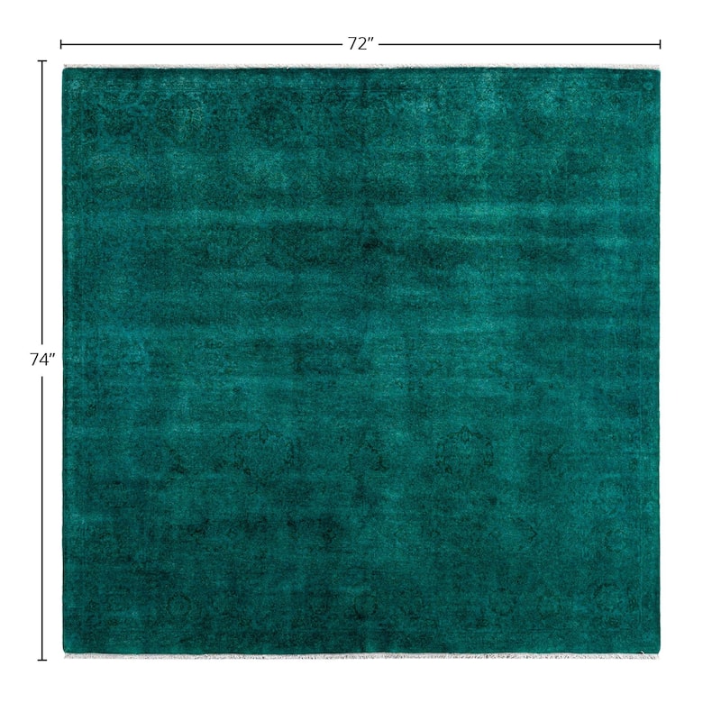 Contemporary Overdyed Wool Hand Knotted Square Area Rug - 6' 0" x 6' 2"