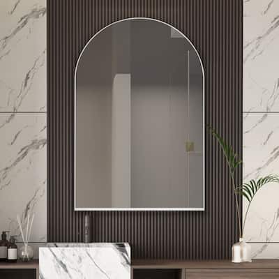 Arched Recessed Medicine Cabinet, Adjustable Shelves Bathroom Wall Cabinet with Mirror, Mounted Cabinet Wall Cupboard