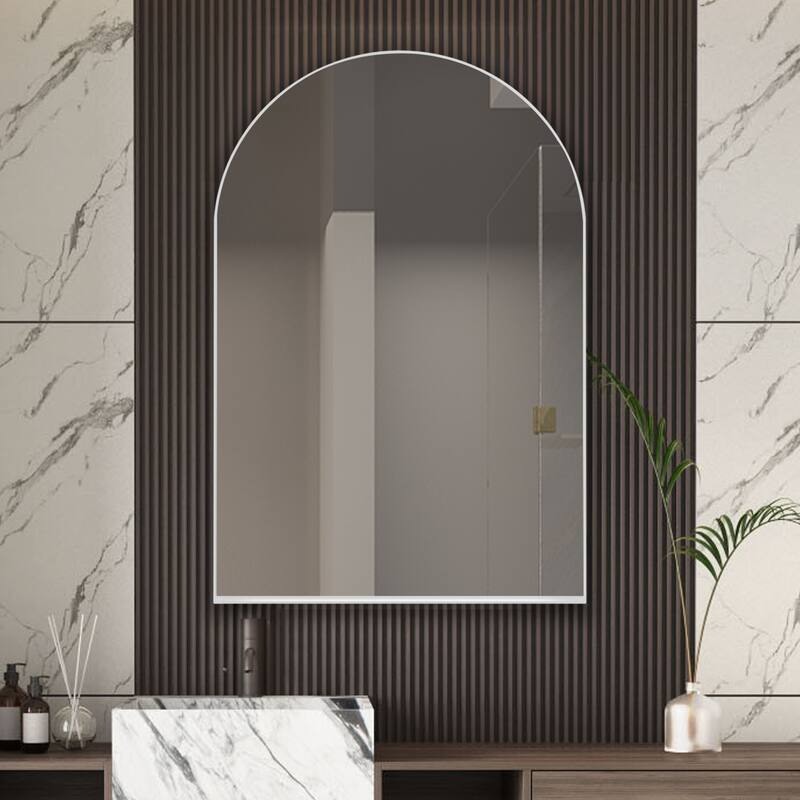 Recessed Gold Metal Framed Medicine Cabinet with Mirror and Adjustable Shelves, Wall-Mounted Storage