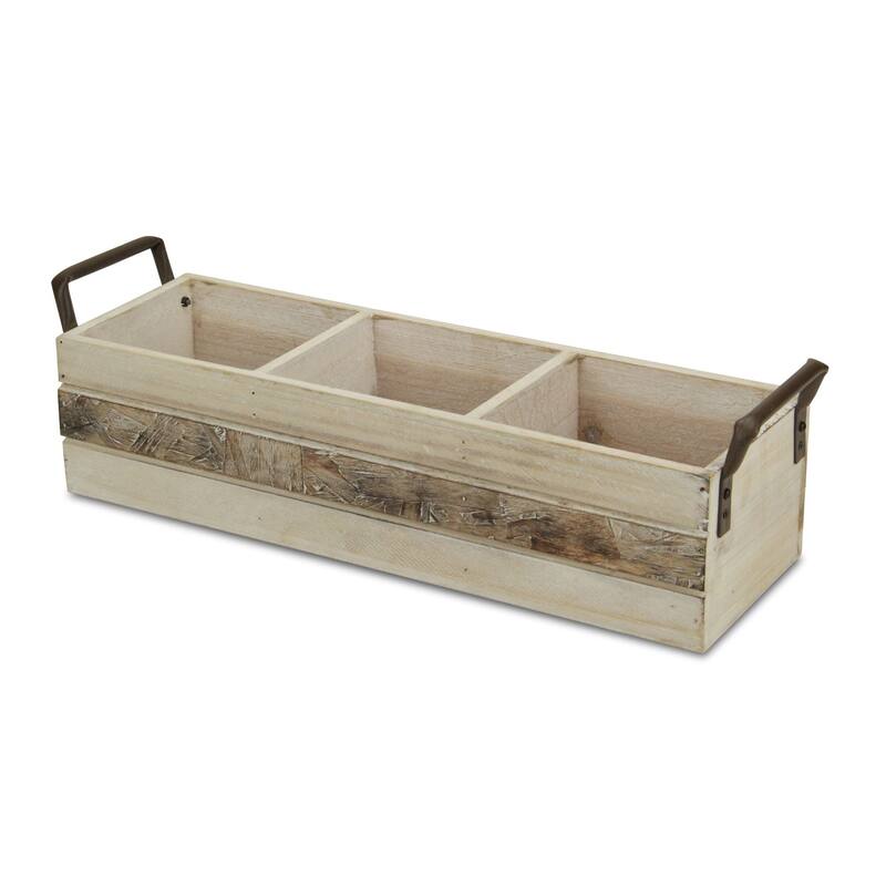 Brown Wooden 3 Slot Storage Caddy