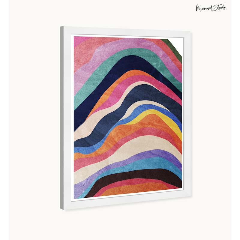 Wynwood Studio Colored Wave Framed Retro Colorful Abstract Prints