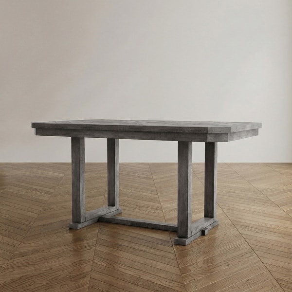 slide 2 of 6, Furniture of America Bura Grey Diamond Wood Top 60-inch Dining Table Grey without Care Kit