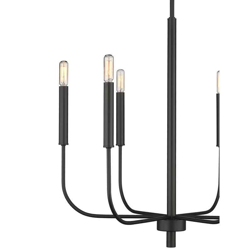 6 Light Mid Century Modern 25" x 25" Chandelier in Matte Black
