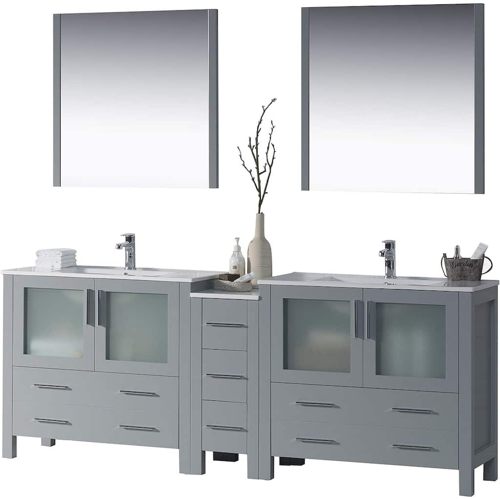 Blossom Sydney 84" Solid Wood Double Sink Bathroom Vanity with Cabinet