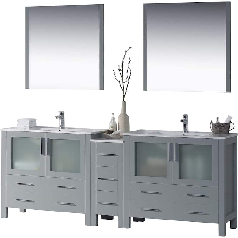 Blossom Sydney 84" Solid Wood Double Sink Bathroom Vanity with Cabinet - Metal Grey