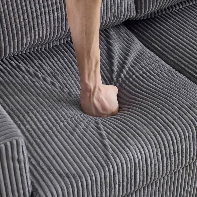 68.5'' W 3-Seat Square Arm Corduroy Couch with Storage Ottoman