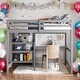 preview thumbnail 14 of 23, Full Size Wooden Loft Bed With Shelves,Desk and Writing Board,Solid Construction Grey