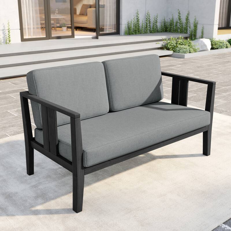 Outdoor Teak Solid Wood Patio Furniture Set Loveseat Armchair Table Collection