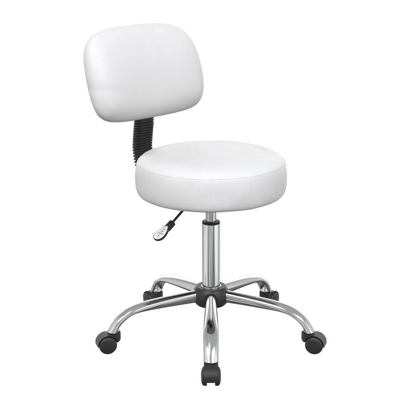 Pneumatic Drafting Chair with Stool and Back - Antimicrobial Snow