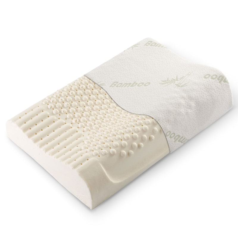 Cheer Collection Contoured Latex Foam Pillow with Washable Cover - White