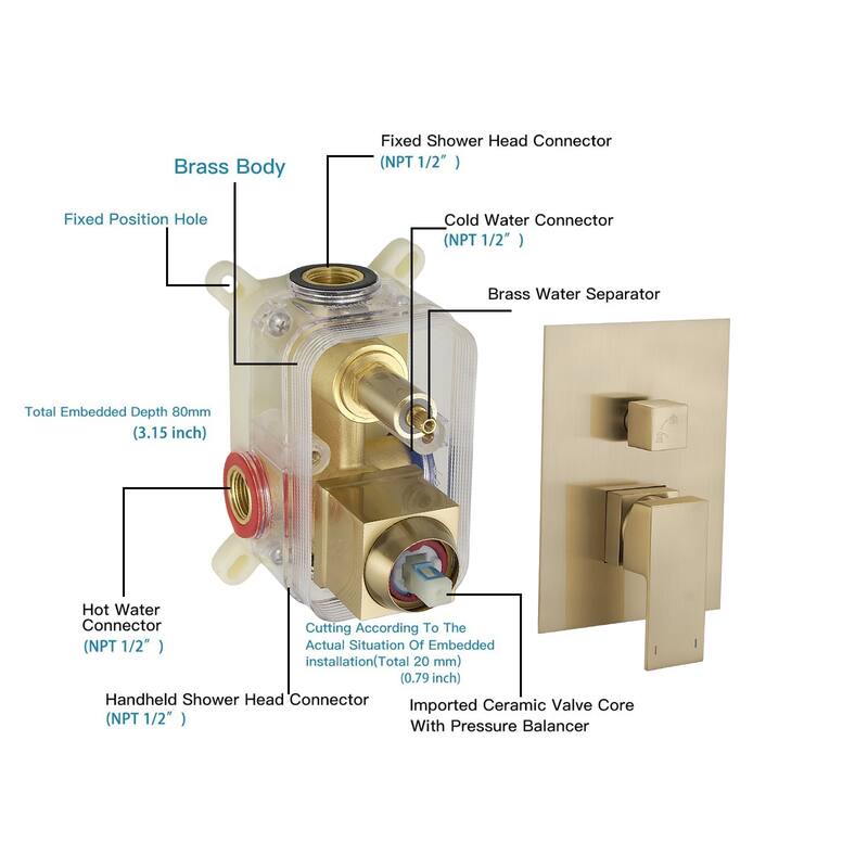 WIZ 2-Spray 12 in. Wall Mount Shower Head System Shower Faucet