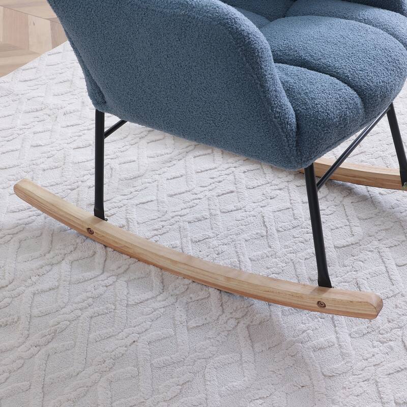 Polyester Rocking Chair with High Backrest and Padded Seat