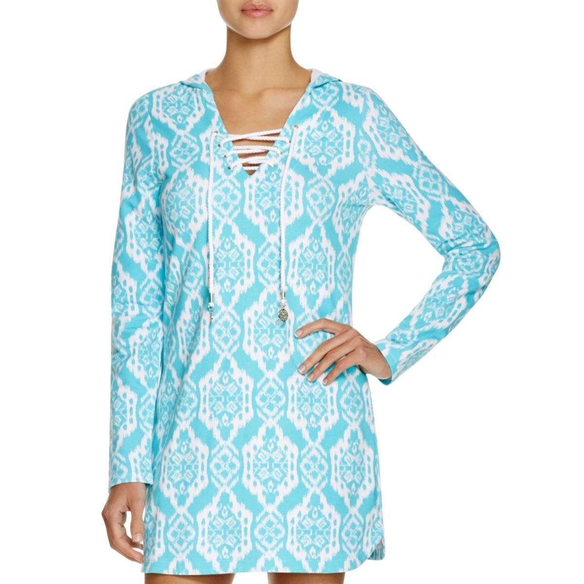 Shop The Macbeth Collection Womens Printed Hooded Dress Swim Cover