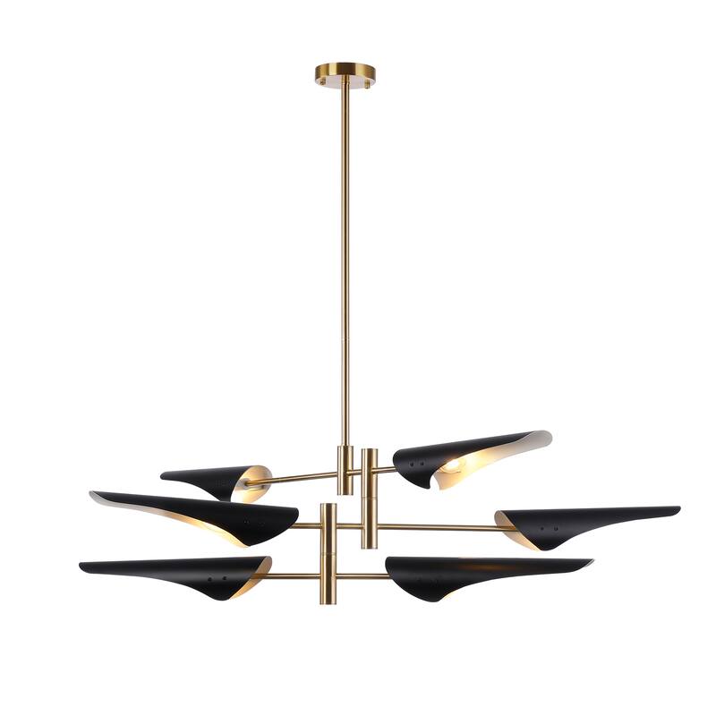 6-Light Modern Industrial Swing Black Sputnik Chandelier
