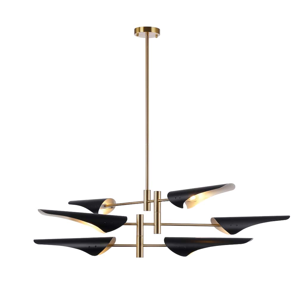 6-Light Modern Industrial Swing Black Sputnik Chandelier
