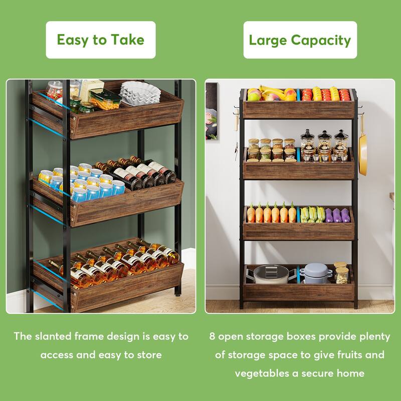 4-Tier Fruit Vegetable Storage Retail Displays Rack Stand for Kitchen Supermarket