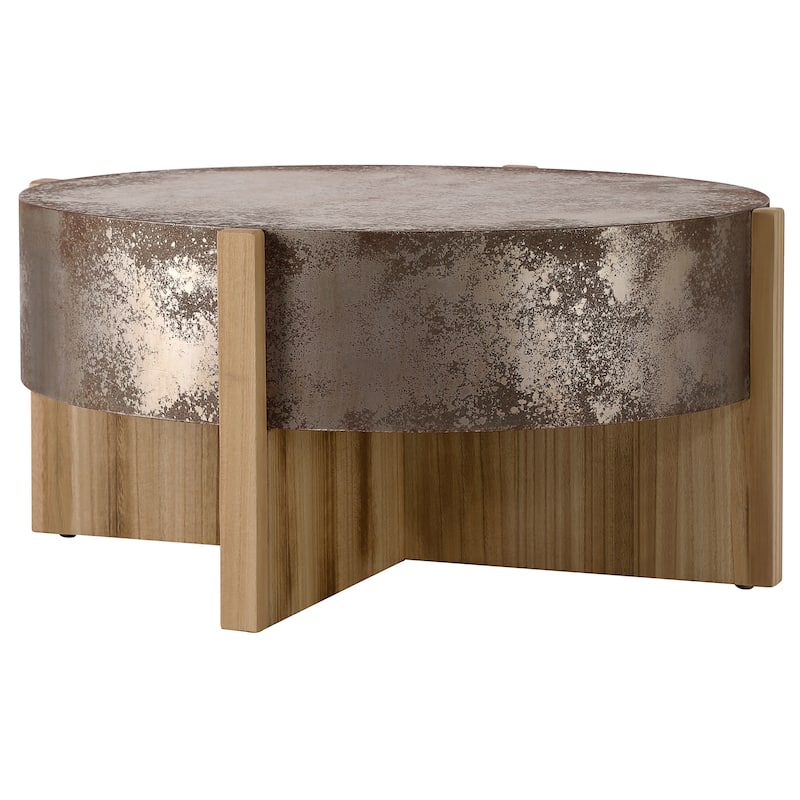 Christopher Knight Home - Rustic Wooden Coffee Table with Burnt Wood Legs - Natural+Rustic